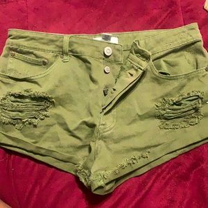 Forever 21 Olive Green Mid Rise Shorts